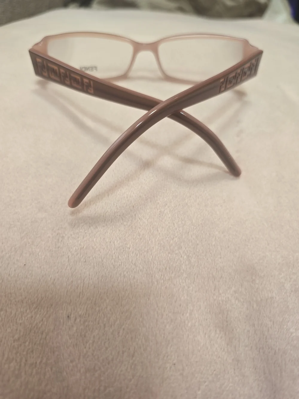 Fendi Women's Rectangular Glasses in Brown With Pink Inlay-New!